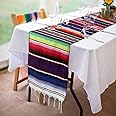 Xplanet Mexican Table Runner Mexican Party Decorations, Fringe Cotton Serape Blanket Table Runner 14 x 84 inch