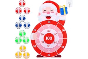 JOFONY Weihnachts Dartscheibe Klett Dartspiel, 76CM Dartscheibe Klettballspiel mit 12 Klebrigen Bällen für Kinder 3-9, Dart Wurfspiel für Weihnachten Spielzeug Weihnachten Deko