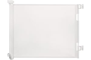 DEARLOMUM Barrière de Sécurité Rétractable pour Bébé et Animaux Chiens, Extensible de 0-140cm, Porte de Sécurité pour Escaliers, Couloirs et Portes – Utilisation Intérieure et Extérieure blanc