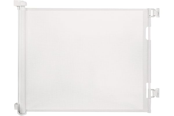 Barrière de Sécurité Rétractable pour Bébé et Animaux Chiens, Extensible de 0-140cm, Porte de Sécurité pour Escaliers, Couloirs et Portes – Utilisation Intérieure et Extérieure blanc