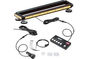 KEECALT Magnetic 84 LED Amber Flashing Beacon Light Bar with Controller for Truck Van Car, 12V 24V Vehicle Roof Top Recovery Warning Emergency Safety Strobe Lights