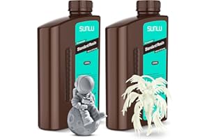 SUNLU 3D Drucker Resin 2KG, 405nm UV Härtendes Standard Photopolymer Schnellharz für 4K/8K LCD/DLP/SLA 3D Druck, Hohe Präzision, Geringe Schrumpfung, Grau+transparent 2000g