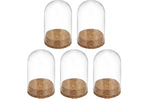 PATIKIL Klar Cloche glaskupol, 5-pack glasklocka burk display fodral bordsskiva mittpunkt med korkbas för LED-lampor växter heminredning 5,9 x 10 cm