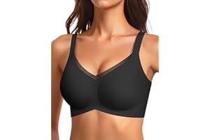 Vertvie Biustonosz bez fiszbin, sportowy biustonosz z krzyżem, dekolt w kształcie litery V, push up, bezszwowy, wygodny, pełny, duże rozmiary, miękki braletka z przedłużeniem