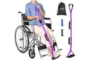 HOOMTREE 35 Inches Long Leg Lifter Strap with Padded Handgrips and Feet Loop,Rigid Leg Lifter Hip&Knee Replacement Surgery Recovery Kit,Foot Lifter Easily Get in and Out of Bed,Car,Wheelchair