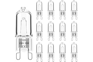 TRUBUYWARE G9 Halogen Leuchtmittel 12 Stück, Halogenlampe 25 Watt 230V Warmweiß 2700K, Halogen G9 25W Kapsel Glühbirne Dimmbar für Deckenleuchten, Kristall Lampen, Kronleuchter, Öfen, Mikrowelle, Nicht Flimmern