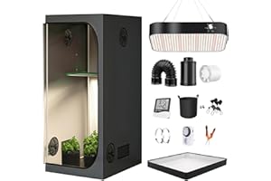 ZRBDDEF Growzelt Komplettset,mit Abluft Aktivkohlefilter,Hydroponics Growing Tent Set Belüftungssystem,Anzucht Gemüse Kräuter 120 * 120 * 200cm