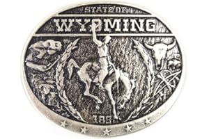 Westernwear-Shop Gürtelschnalle Wyoming Silber Gürtelschnalle Gürtelschließe Western Belt Buckle Westerngürtelschnalle Rodeo Vintage Silber