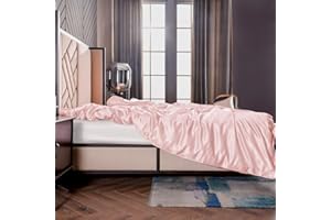 ‎THXSILK THXSILK Seide Bettbezug, Seide Tröster Cover, 100% 19 Momme Bestnote Maulbeerseide Bettwäsche (135x200cm, Bezauberndes Rosa)