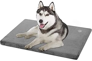 EMPSIGN Cuscino per Cane Impermeabile, Materassino per Cani con Rivestimento Sfoderabile e Lavabile, Lettino per Cani Adatto a Cani di Taglia Grande, 89x56cmx7.6cm, Grigio