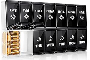 Mossime Tygodniowy pojemnik na tabletki 7-dniowy: Duże pojemniki na tabletki 7 przegródek - XL tygodniowy organizer na tabletki Am Pm organizer na leki