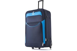 FLYMAX 32" Extra Large Suitcase Lightweight Luggage Expandable Hold Check in Travel Bag on Wheels Blue 129L