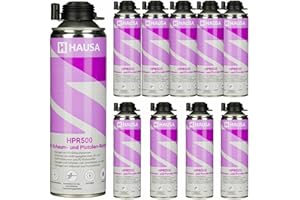 HAUSA Nettoyant pour Mousse PU et Pistolet pour mousse expansive HPR500 Détergent Dégraissage de Surfaces Métalliques Utilisation Professionnelle Nettoyage Laveur de Pistolets 10 x 500 ml