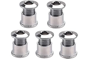 WENXIAW Bulloni per Corone in Lega di Alluminio Bulloni e Dadi per Accessori per Biciclette Bulloni per Corona Singola per Bici da Corsa MTB e Bici da Strada Guarnitura M8, Argento, 5 Set
