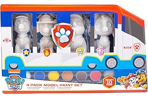 abeec Patrulla Canina - Set de pintura infantil con 4 modelos, 10 pinturas y 1 pincel, personajes de la Patrulla Canina para niños y niñas a partir de 5 años, Patrulla Canina Arts and Crafts