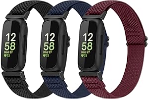 Enkic 3 Pack Elastic Strap Compatible with Fitbit Inspire/Fitbit Ace 3, Adjustable Stretchy Nylon Sport Replacement Wristband for Men Women