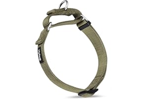 Hyhug Heavy Duty Nylon Anti - Escape Martingale Dog Collar for Large Medium Small Boy and Girl Dogs - Walking Training Daily Use. (Small, Military Green)