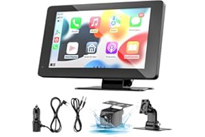 BDFFLY 2025 ¨¦Cran De Carplay Voiture, sans Fil Autoradio Portable Apple Carplay & Android Auto Bluetooth, avec Navigateur, Bluetooth, Mirror Link, Siri/Google Assistant,FM/Contr?Le Vocal