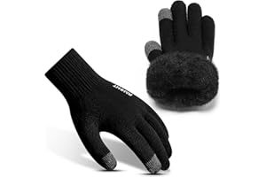 Rahhint Thermal Winter Gloves for Men Women Pure Wool Knit Gloves with fleece lining insulated Liner Keep Hand Warm Gift
