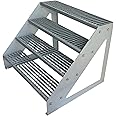 Kaminbau Mierzwa Premium Steel Staircase Freestanding Galvanised 4 Steps (Width 60 cm) Height 76 cm Weatherproof Grating Step Garden Stairs (1000 mm)