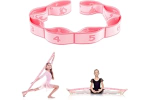 ABEILLO Pasek rozciągający, elastyczny pasek do jogi z wieloma pętlami, elastyczne taśmy oporowe, sprzęt do fizjoterapii, pilatesu, jogi, tańca, ćwiczeń gimnastycznych (różowy)