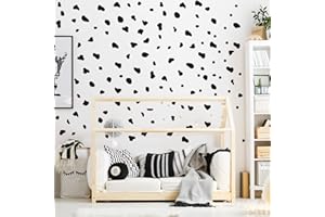 TENARE 4 Sheets 240 Black Polka Dot Stickers Irregular Polka Dot Wall Stickers Animal Stickers Home Nursery Wall Art Peel and Stick Wall Decor Black Removable Circles for Home Wall Decoration