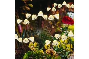 ZWOOS Luces Solares Exterior Jardín, 4 Piezas 8 LED Luz Solares Seta, IP65 Impermeables Lámparas para Jardín, Balcón, Blanco Cálido