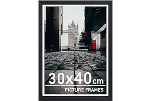 Bobeen 30x40cm Picture Frames, 16x12 Black Photo Frame with Wood Grain for Table Top and Wall Mounting