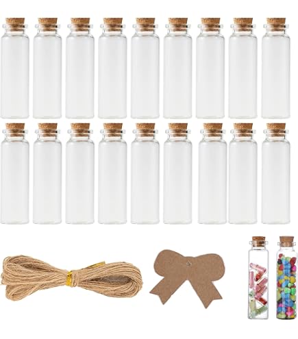 20 Mini Bouteilles En Verre 2ml XNJIHWA - Avec Bouchons Liège Pour Huiles, Épices, DIY