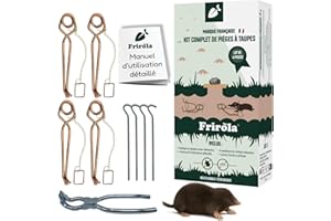 Frirola - Piege a Taupe - Kit de 4 Anti Taupe Efficace - Pince Installation Facile - Putange Professionnel - Produit Anti Taupe - Anti nuisible - Détente soudée améliorée - Éliminer Les Taupes