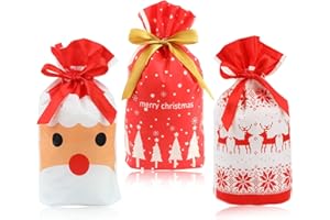 HOWAF Torebki na prezenty bożonarodzeniowe, 30 sztuk, torebki na słodycze, wielokrotnego użytku, na Boże Narodzenie, małe torebki bożonarodzeniowe, torebki na ciasteczka, opakowanie prezentowe