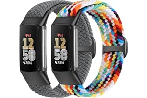 XANS Cinturino elastico intrecciato compatibile con Fitbit Charge 5/Fitbit Charge 6 per donne e uomini, Cinturino di ricambio sportivo in nylon regolabile e traspirante per Fitbit Charge 6 Charge 5