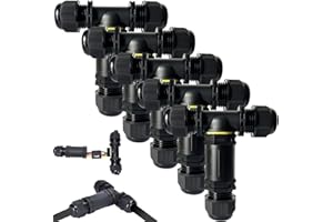 PRITOK 5 sztuk łączników kablowych, wodoszczelnych: w kształcie litery T, 3-drożne, wodoszczelne złącza kablowe, IP68, 12 mm, 3-biegunowa mufa łącząca, kabel ziemny, puszka rozgałęźna, tuleja kablowa