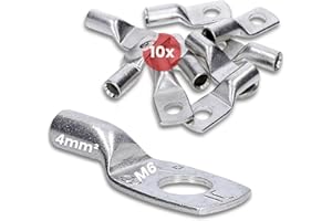 Kalitec HR4-6, 10 standardowych końcówek kablowych 4 mm² M6 I bez widocznego otworu I Made in Germany