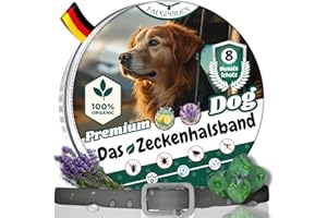 Falkenblick® Das Zeckenhalsband für Hunde 100% Pflanzliches Premium Öl Wirkungsvoller Schutz gegen Zecken Flöhe Mücken Läuse Ungeziefer Lavendel Zitroneneukalyptus - 8 Monate Wirkungsdauer