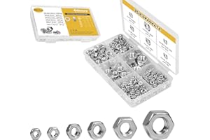 OTHMRO 300pcs Hex Nuts Assortment Kit M2.5 M3 M4 M5 M6 M8 Hexagonal Nuts Set 304 Stainless Steel Metric Assorted Right Hand External Hex Drive with Plastic Box