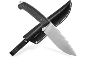 BPSKNIVES BPS Knives Savage - Cuchillo de Bushcraft de Hoja Fija y Afilada de Acero al Carbono con Funda de Cuero - Cuchillo de Utilidad al Aire Libre con para Camping