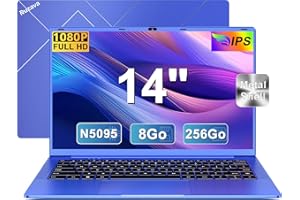 RUZAVA Ordinateur Portable 14 Pouces Celeron N5095(jusqu'à 2,9 GHz)8Go RAM Win11 256Go SSD Extension1To 5G WiFi 1920x1080FHD PC Portable avec Souris sans Fil qwerty Clavier AZERTY Membranedu Clavier - Violet