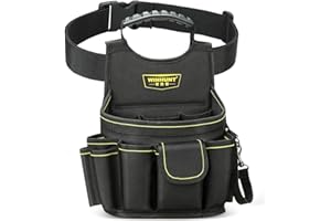 WINHUNT Werkzeuggürteltasche mit 18 Taschen, Werkzeugtasche mit verstellbarem Gürtel, 20.5 x 14 x 33 cm,Werkzeugaufbewahrungstaschen für Elektriker, Schreiner, Schwarz