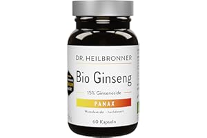 ‎DR. HEILBRONNER Dr. Heilbronner Bio Panax Ginseng - hochdosierter Wurzelextrakt - 60 Kapseln in der Glasflasche - Vegan