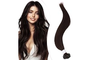 Elailite Extension Cheveux Naturel Keratine Marron Chocolat, Rajout Cheveux Humain Lisse Bongding Extensions U Tip 25 Mèches 50cm 25g #4
