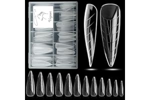 Vnjaoi 120 pezzi Poly Extension Gel Dual Nail Forms Stampi per unghie con scala costruttore Coffin Nail per Gel Manicure Nail Art Design Salone fai da te a casa (Long Water Drop Dual Nail Forms Set)