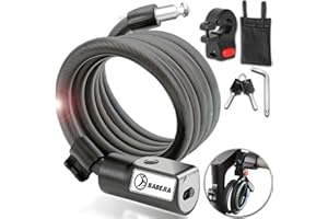 BABEJIA Lucchetto Monopattino Elettrico, Lucchetto Bici con 2 Chiave e Staffa, 120cm/12mm Lucchetto per Monopattino/Bicicletta/Moto