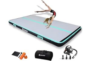 AKSPORT Nadmuchiwana mata gimnastyczna, 3/4/5/6 m, wysokość 10/20 cm, z pompką, do domu, na salę gimnastyczną, na szkolenie, cheerleading