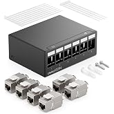 deleyCON 6 Ports CAT7 Patch Panel Set with 6x CAT.7 Module RJ45 Keystone Jack STP 10 Gbit/s - Compatible with CAT6 CAT6a CAT7