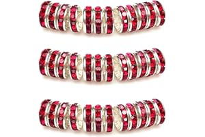 MJDCB 8mm 100 Stücke Rondelle Perlen Schmuckperlen Strass Zwischenperlen für Schmuck Machen Armbänder Halskette (Rot)