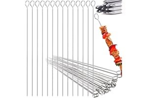 HUOGEE Spiedini per barbecue, 30 pezzi, 36 cm x 2,5 mm, quadrati in acciaio inox, lunghi spiedini per carne, per falò o barbecue