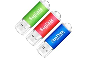 SunData 32GB USB Flash Drive 3Pack 32GB USB 2.0 Memory Stick Thumb Drives Pen Drive USB Stick for Data Storage with LED Light(3 Colors: Blue Green Red)