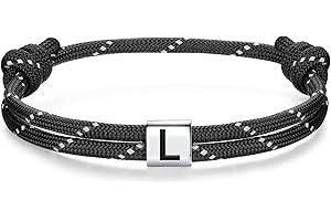 J.Endéar Intials Letter Nautical Bracelet for Women Men Surfer 925 Sterling Silver Paracord Bracelet Friendship Partner Jewelry Fathers Day Gift