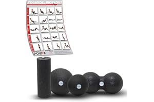 POWRX Set di rulli per fasce incluso allenamento I rullo di schiuma professionale per massaggi I rullo da ginnastica per l'automassaggio dei punti trigger (4 in 1)